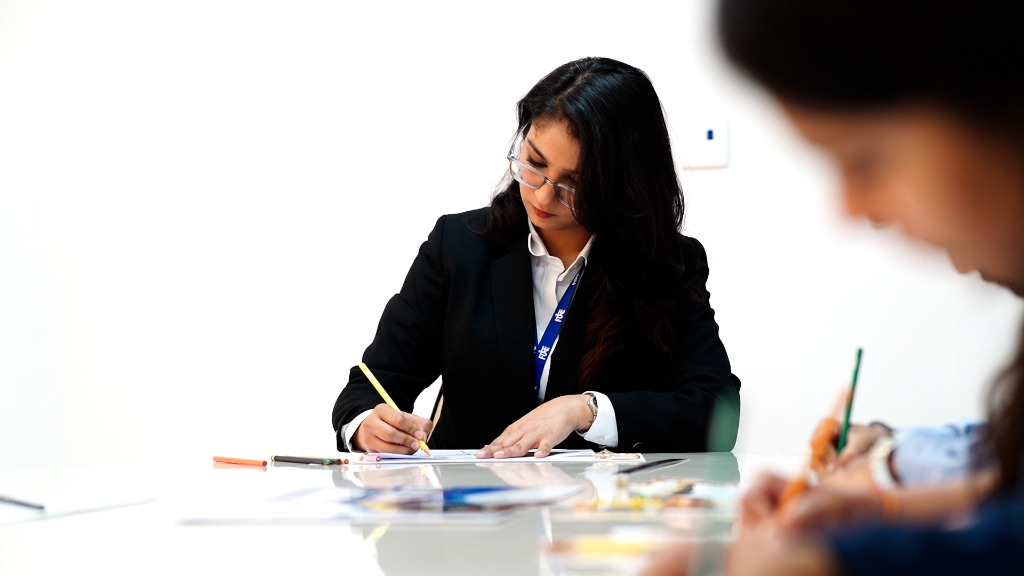 Design students working